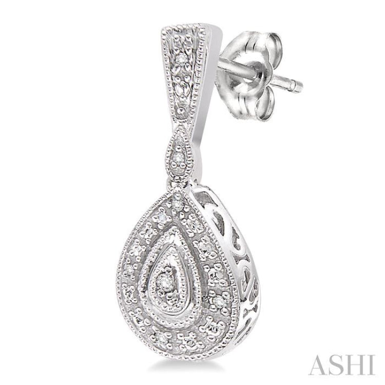 1/20 Ctw Pear Shape Round Cut Diamond Earrings in Sterling Silver