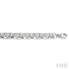 1/10 Ctw 'X' and Heart Shape Single Cut Diamond Bracelet in Sterling Silver