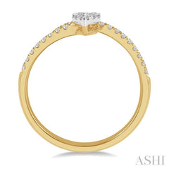 1/4 Ctw Open-End Pear Mount Lovebright Round Cut Diamond Ladies Ring in 14K Yellow and White Gold