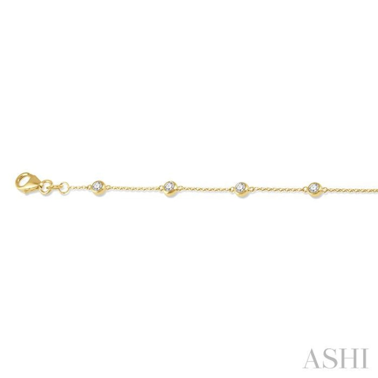 1/2 Ctw Circular Mount Round Cut Diamond Station Bracelet in 14K Yellow Gold