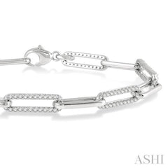 1 ctw Round Cut Diamond Paperclip Bracelet in 10K White Gold