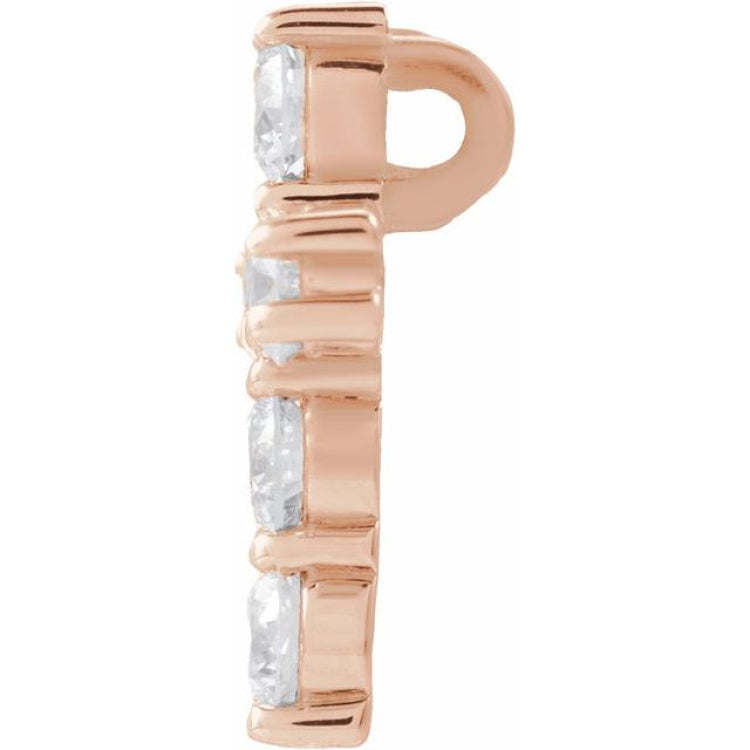 14K Rose 1/2 CTW Natural Diamond Cross Pendant