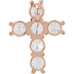 14K Rose 1 1/6 CTW Natural Diamond Cross Pendant