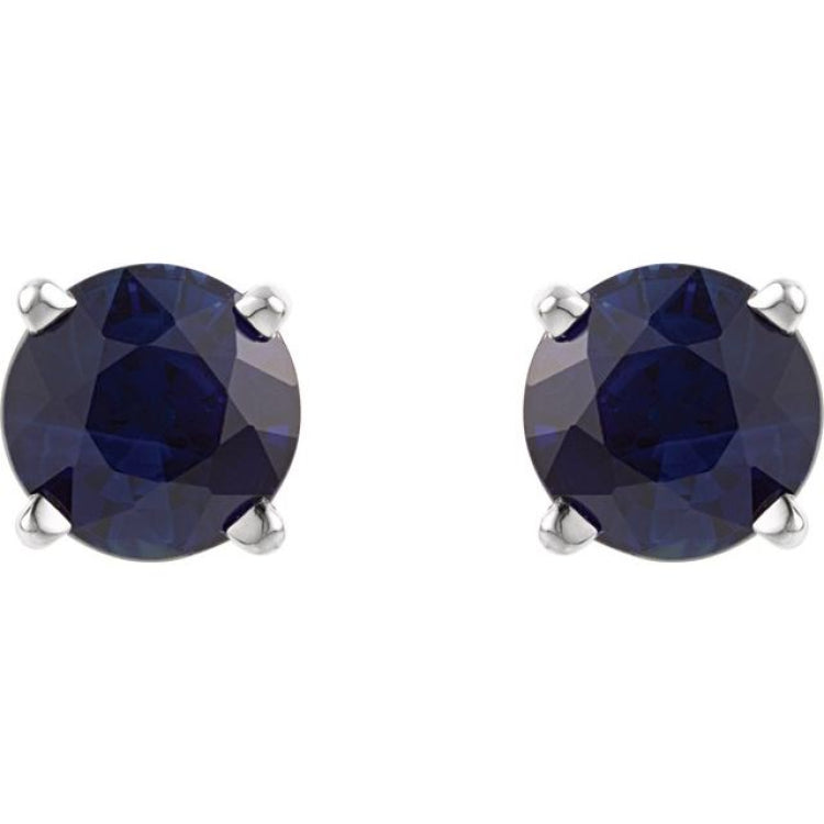 14K White Gold 5 mm Lab-Grown Blue Sapphire Earrings