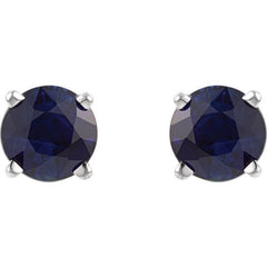 14K White Gold 5 mm Lab-Grown Blue Sapphire Earrings