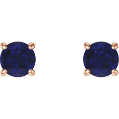 14K Rose Gold 5 mm Lab-Grown Blue Sapphire Earrings