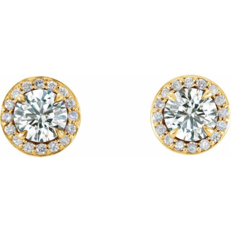 14K Yellow 1/8 CTW Natural Diamond Halo-Style Earrings