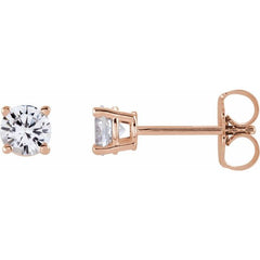 14K Rose Gold 4 mm Natural White Sapphire Earrings