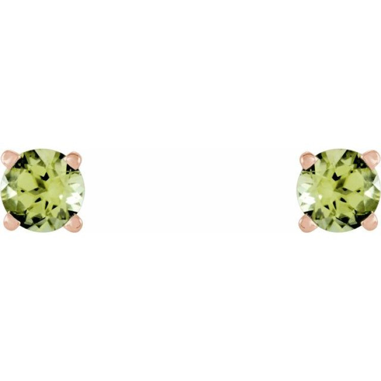 14K Rose Gold 4 mm Natural Peridot Earrings
