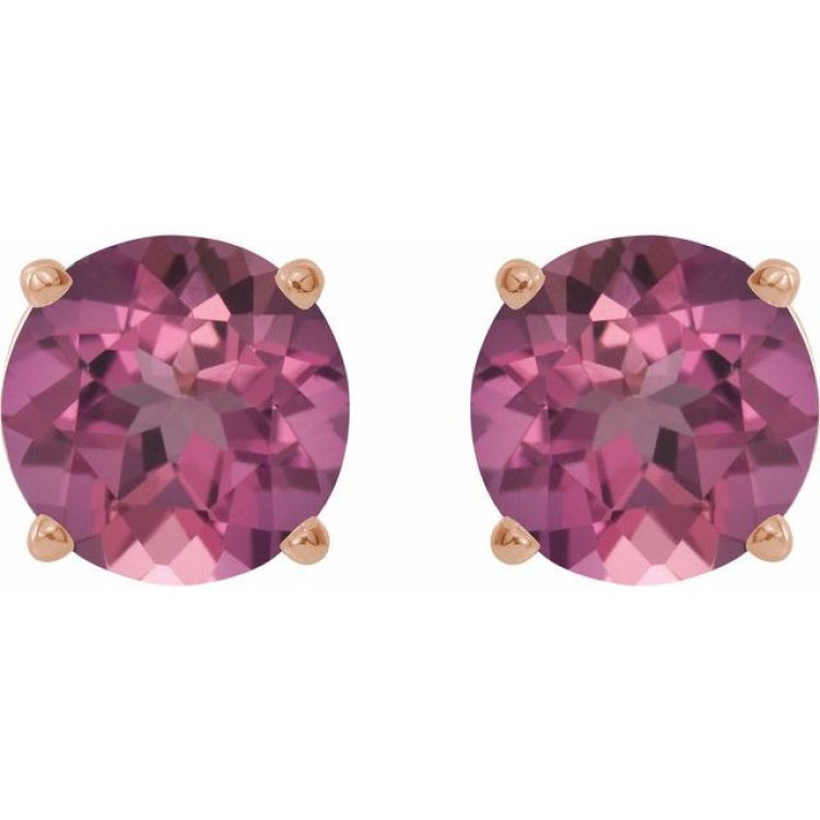14K Rose Gold 4 mm Natural Pink Tourmaline Earrings