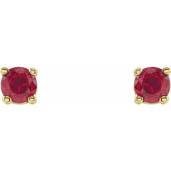 14K Yellow Gold 2.5 mm Lab-Grown Ruby Earrings