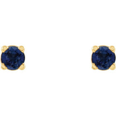 14K Yellow Gold 2.5 mm Lab-Grown Blue Sapphire Earrings