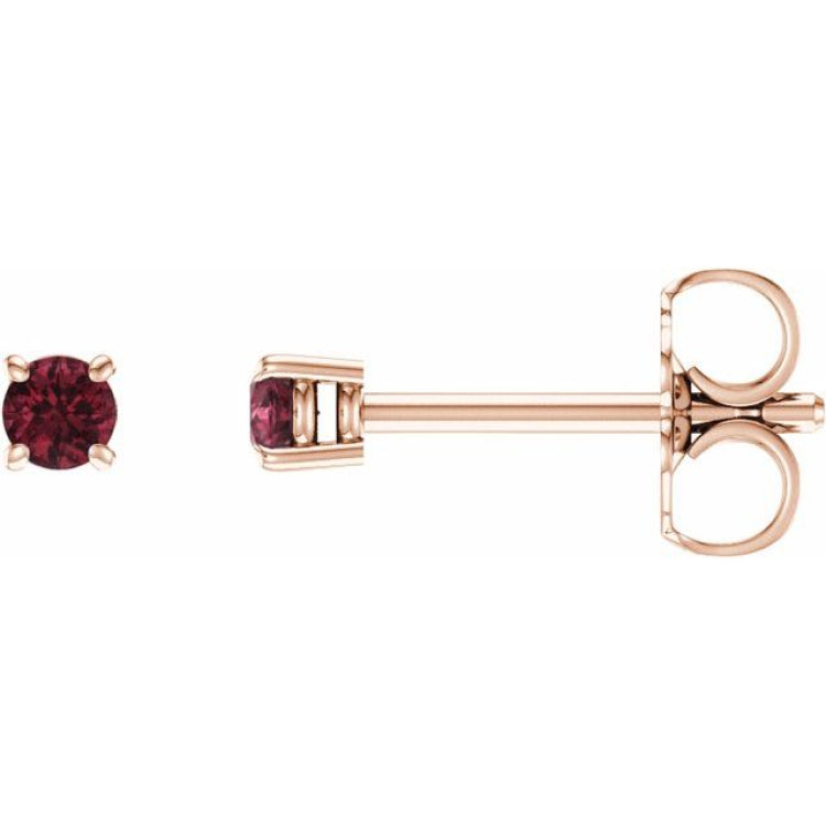 14K Rose Gold 2.5 mm Natural Mozambique Garnet Earrings
