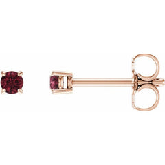 14K Rose Gold 2.5 mm Natural Mozambique Garnet Earrings