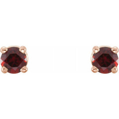 14K Rose Gold 2.5 mm Natural Mozambique Garnet Earrings