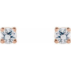 14K Rose Gold 2.5 mm Natural White Sapphire Earrings