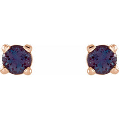 14K Rose Gold 2.5 mm Lab-Grown Alexandrite Earrings