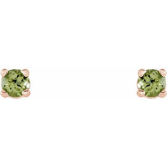 14K Rose Gold 2.5 mm Natural Peridot Earrings