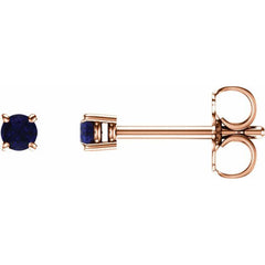 14K Rose Gold 2.5 mm Lab-Grown Blue Sapphire Earrings