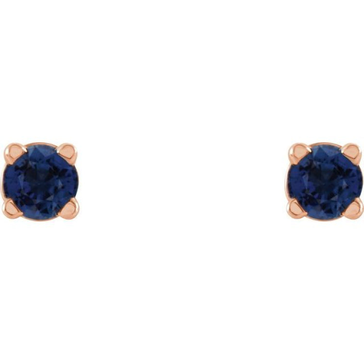 14K Rose Gold 2.5 mm Lab-Grown Blue Sapphire Earrings