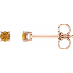 14K Rose Gold 2.5 mm Natural Citrine Earrings