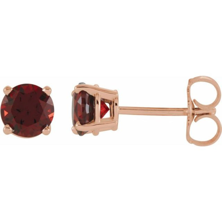 14K Rose Gold 5 mm Natural Mozambique Garnet Earrings
