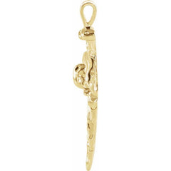 10K Yellow Nail Design Cross Pendant