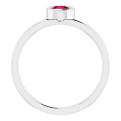 Rhodium-Plated Sterling Silver 4.5 mm Lab-Grown Ruby Ring