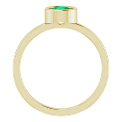 14K Yellow 5.5 mm Lab-Grown Emerald Ring
