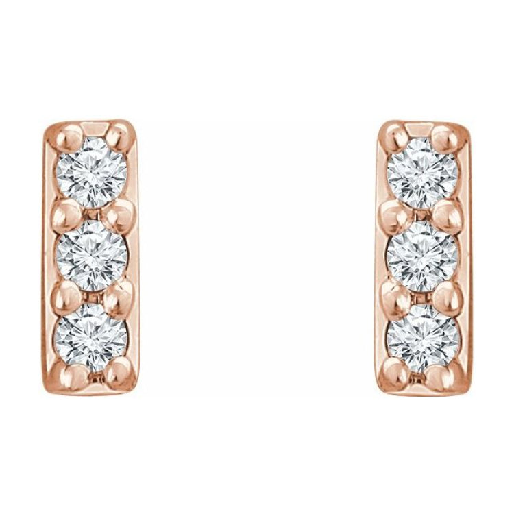 14K Rose .05 CTW Lab-Grown Diamond Bar Earrings