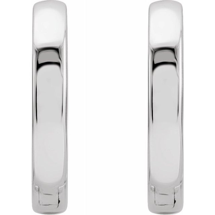 14K White Hinged 14 mm Hoop Earrings