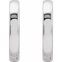 14K White Hinged 14 mm Hoop Earrings