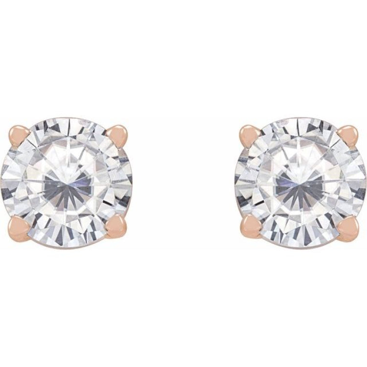 14K Rose Gold 5 mm Stuller Lab-Grown Moissanite Earrings