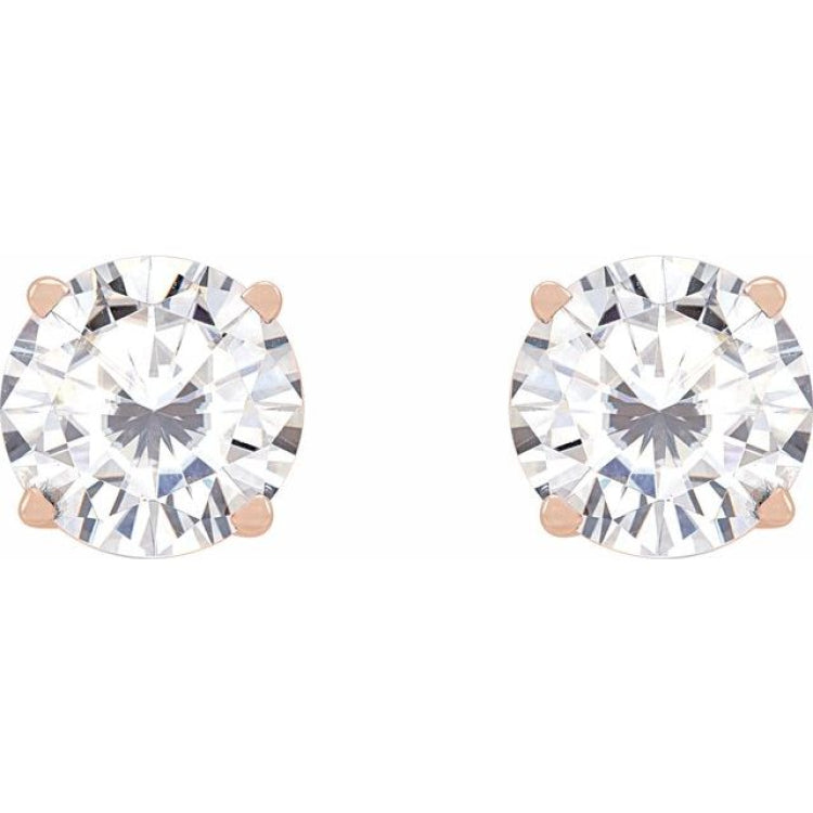 14K Rose Gold 6.5 mm Stuller Lab-Grown Moissanite Earrings