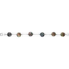 Sterling Silver 12-13 mm Cultured Black Freshwater Pearl Coin 7 1/2" Bracelet