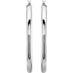 14K White 40 mm Tube Hoop Earrings