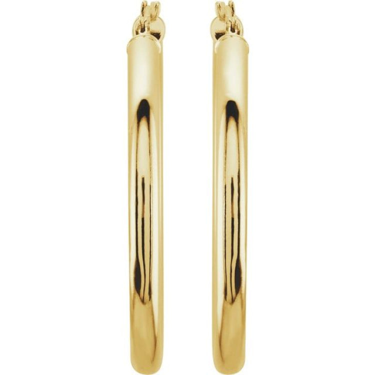 14K Yellow 35 mm Tube Hoop Earrings
