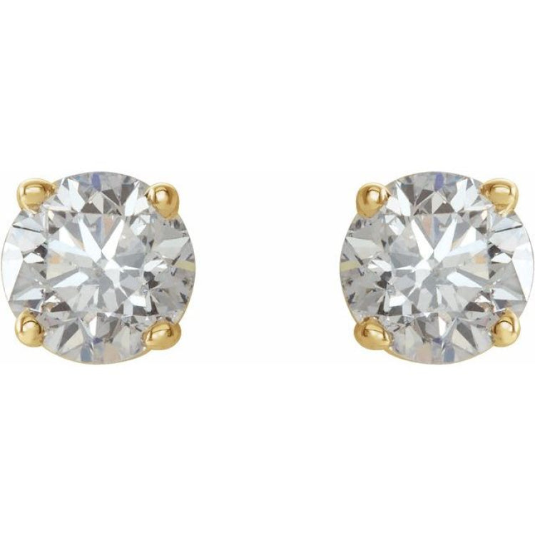14K Yellow Gold 3/4 CTW Natural White Diamond Earrings