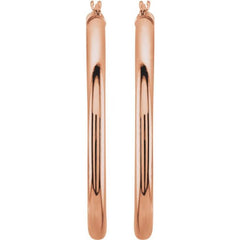 14K Rose 40 mm Tube Hoop Earrings