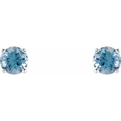 14K White Gold 5 mm Natural Aquamarine Earrings