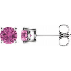 14K White Gold 5 mm Natural Pink Sapphire Earrings