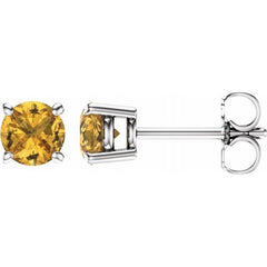 14K White Gold 5 mm Natural Yellow Sapphire Earrings