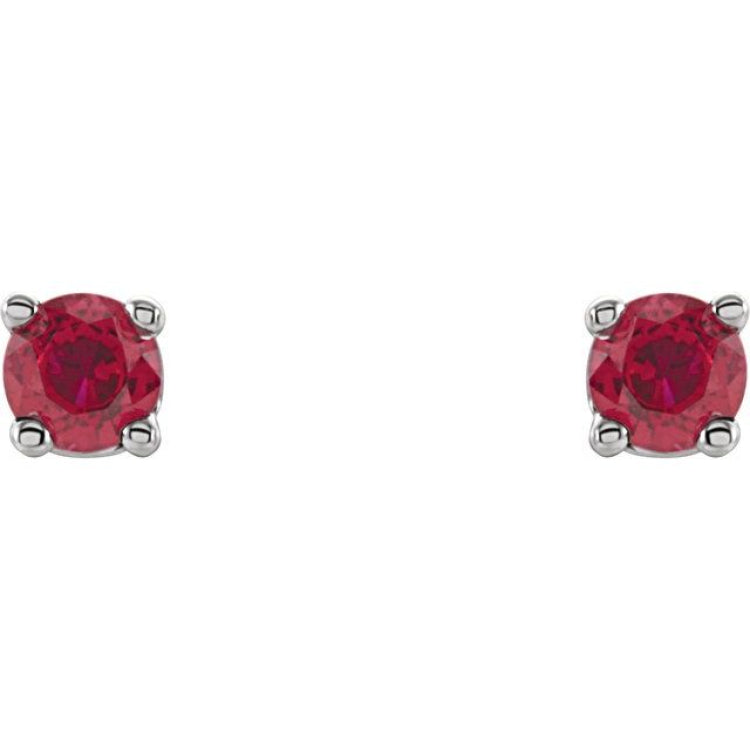 14K White Gold 2.5 mm Natural Ruby Earrings