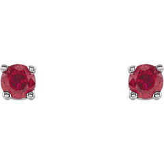 14K White Gold 2.5 mm Natural Ruby Earrings