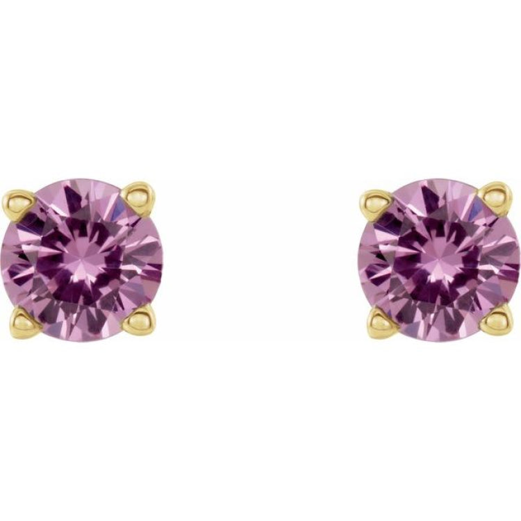14K Yellow Gold 5 mm Natural Pink Sapphire Earrings
