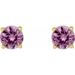 14K Yellow Gold 5 mm Natural Pink Sapphire Earrings