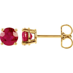 14K Yellow Gold 5 mm Natural Ruby Earrings