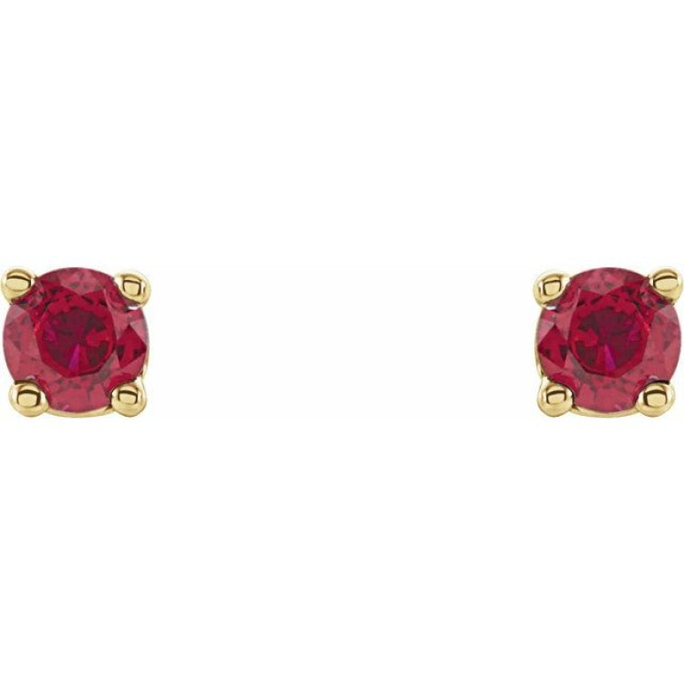 14K Yellow Gold 2.5 mm Natural Ruby Earrings
