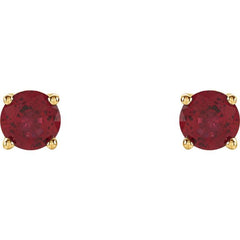 14K Yellow Gold 4 mm Natural Ruby Earrings