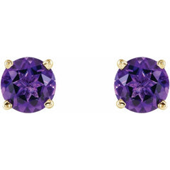 14K Yellow Gold 5 mm Natural Amethyst Earrings